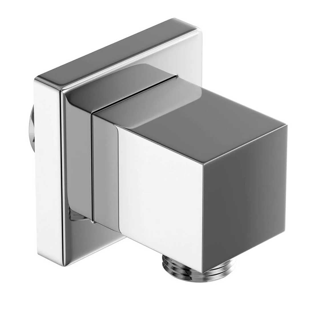 B&Q -  Shower Hose Outlet Elbow Square Concealed Fitting Chrome Wall Mounted Brass