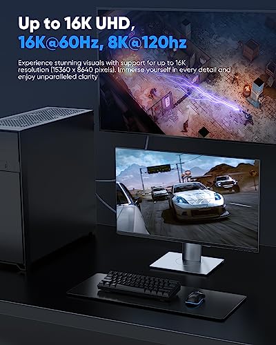 Highwings Displayport Cable 2.1, 16K Dp 2.0 Cable 6Ft [16K@60Hz, 8K@120Hz, 4K@240Hz 165Hz 144Hz] Support 80Gbps, Hdcp Dsc 1.2A, Hdr10 Freesync G-Sync For 3090 Graphics Pc #TOP5