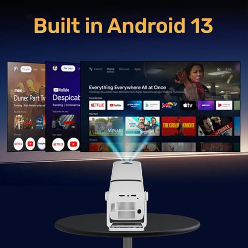 Image of BIGASUO Yuva Go Plus, Full HD 1080p Native, Android /iOS Smart Home Projector 4k Ultra HD, Rotatable Design, Auto & 4D Keystone, etc, WiFi 6 & BT, Screen Mirroring (BGP25)