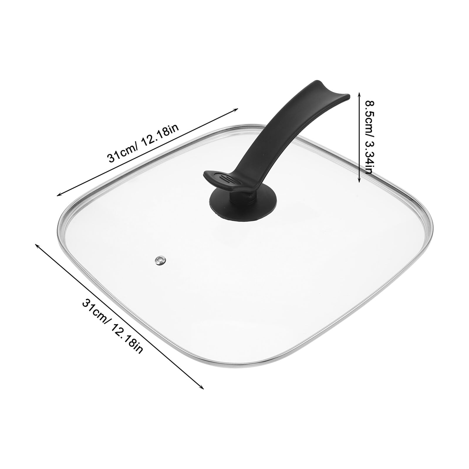 SHINEOFI Coperchio per Pentola Quadrato in Vetro Resistente al Calore 30X30 CM Coperchio per Padella da Cucina e Barbecue Monitoraggio Cottura e Mantenimento Freschezza per Wok e