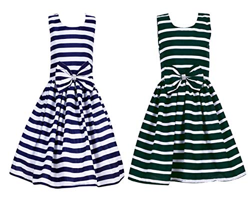 Image of Casual Frock for Baby Girls,Blue Printed and Olive Printed,Pack of 2