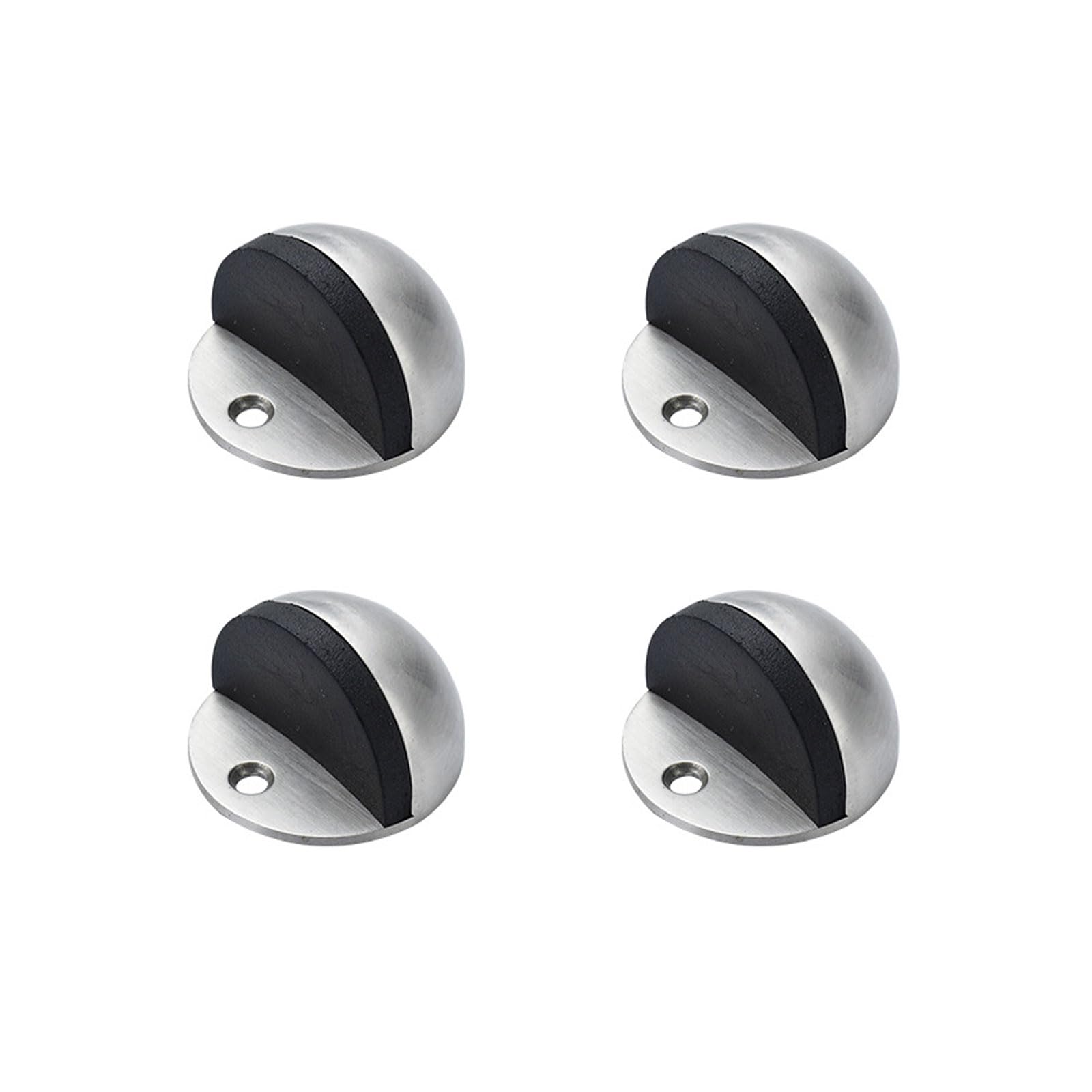 4 Pcs Floor Door Stopper, Stainless Steel Door Stopper with Rubber Bumper and Hardware Screws, Self-Adhesive Door Stop, Single Hole