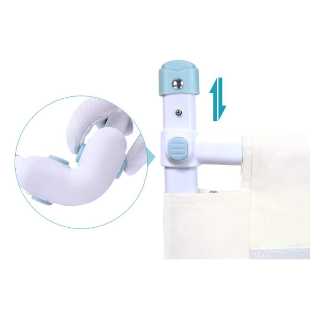 Barandilla de Cama de 1,8 m y 2,0 m con Bolsillos. No Ajustable. Anticaídas para Cama. Protector de Cama para niños. (Color: Blanco, Tamaño: 150 cm - 1 Unidad)