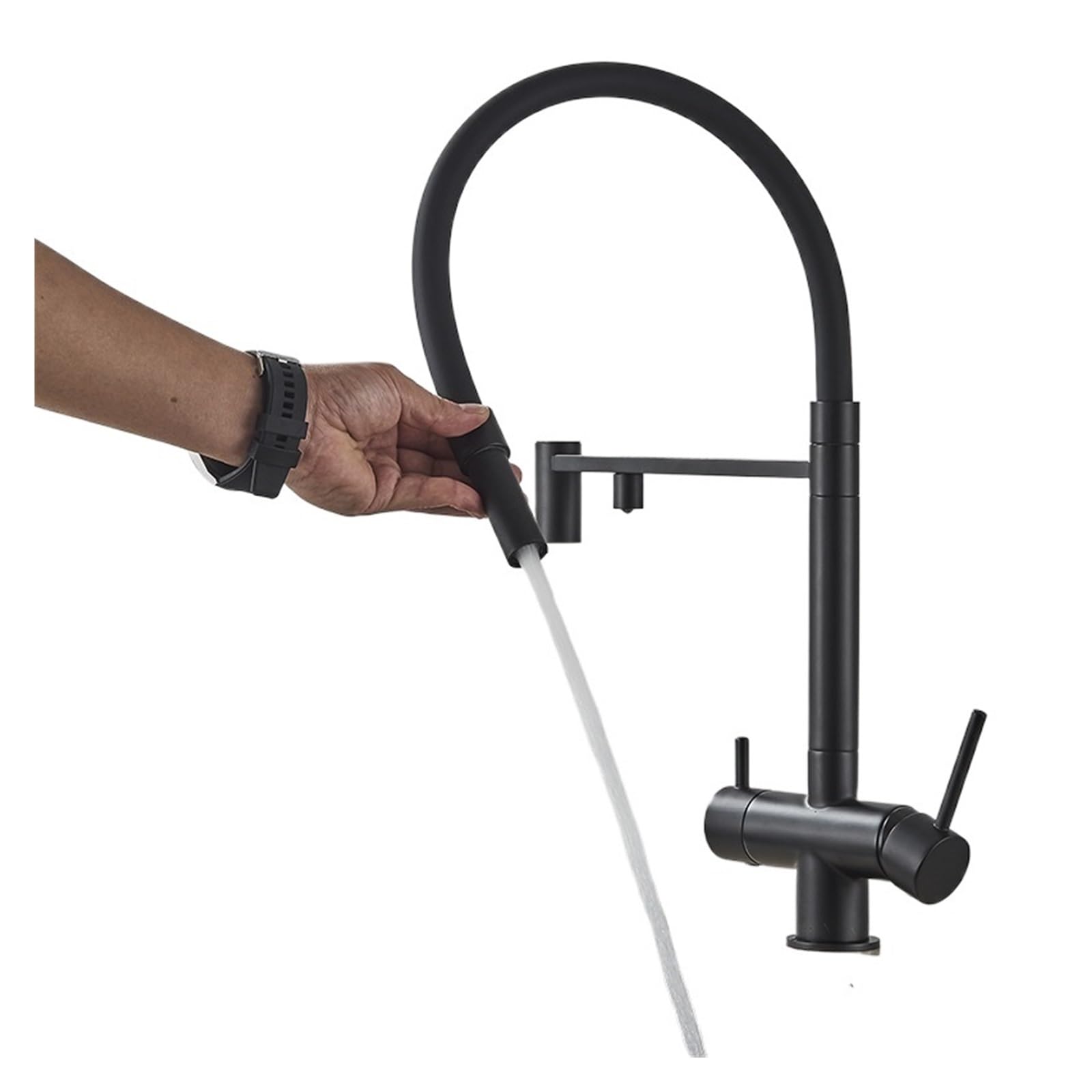 Grifo de filtro de cocina negro con purificador de latón de punto grifo doble pulverizador de agua potable para el grifo del fregadero del fregadero (gris)