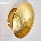 Wandlampe Mezia, runde Wandleuchte aus Metall in Gold mit Lichtspiel an der Wand, 1 x G9, Innenwandleuchte mit Strahlen-Effekt in Struktur-Gold-Optik, ohne Leuchtmittel