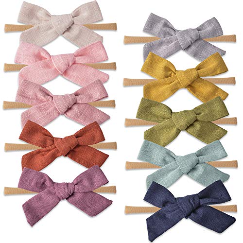 Jesries Handmade Infant Baby Girls Headbands Nylon Hair Ties with Bow Gilrs Hair Accessories for Toddler Kids