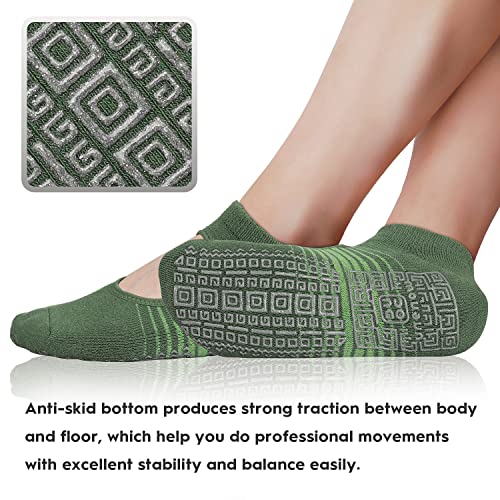 Image of unenow Non Slip Grip Yoga Socks for Women with Cushion for Pilates, Barre, Home