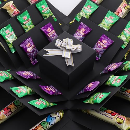 JIANTA 5-lagige Geschenkbox Explosionsbox Geburtstag Schwarz, DIY Überraschungsbox für Geschenkverpackung, Geburtstag, Weihnachten, Handgemachte Surprise Box