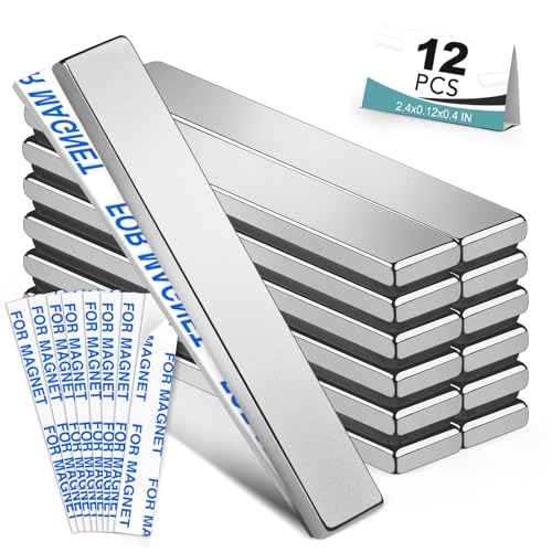 Image of BEST CHOICE MAGNETS 12 Pack Strong Neodymium Bar Magnets, 60 x 10 x 3 mm | Rare Earth Neodymium Magnets with Double-Sided Adhesive Perfect for Fridge, Garage, Kitchen, Craft, Office