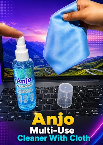Image of Anjo 5 in 1 Combo Of 14 Inch & 16:9 Display Aspect Ratios Laptop Screen Protector, KeySkin, Body Lamination Trackpad & Lid (Transparent) & Cleaner