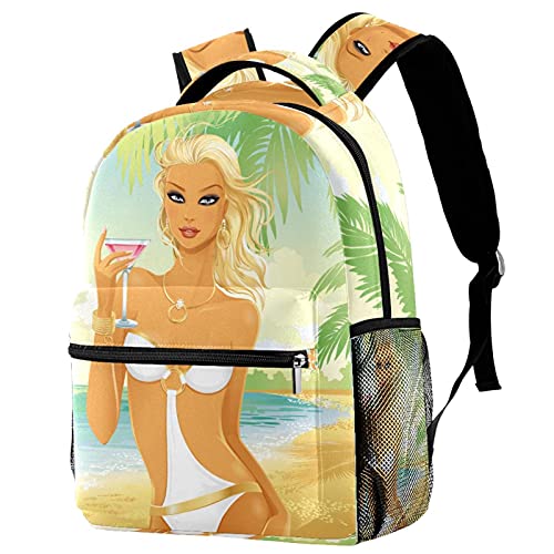 Sac à dos enfant motif plage anti-fuite avec filet bouteille