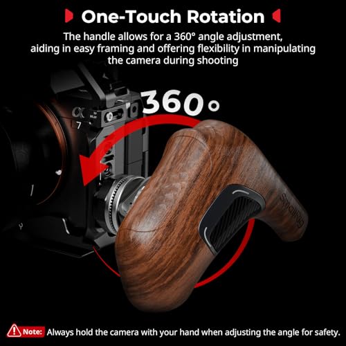 Image of SMALLRIG Rotating Left-Side Wooden Handle for ARRI Rosette, Load Capacity to 15kg / 33lbs, Flexible Position Adjustment, Ergonomic Design & Anti-Slip Design