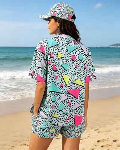 Image of VKEGNIO Womens Pajamas Set Short Sleeve Button-Down 2 Piece PJ Set Lounge Sleepwear Cute Graphic Tees PJ Set