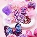 30pcs Pink Dogs Hair Bows with Rhinestone for Small Medium Dog Butterfly Dog Knotted Bows Flower Pearls Elastic Hair Ties Bands for Puppy Cat Kitten Rabbit Grooming Accessories (Pink and Purple)