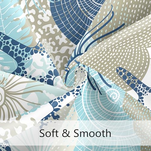 MAYZUS Beach Ocean Themed Shower Curtain 60x72, Cute Nautical Coastal Shower Curtain for Bathroom Decor, Summer Tropical Seashell Starfish Coral Fabric Shower Curtain Set with Hooks, Teal Blue - Image 4