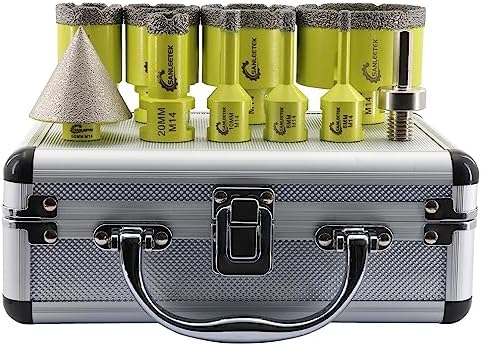 Diamond Core Drill Bits Set - 11pcs6/8/10/20/25/28/32/35/45/50/65mm) Hole Saw Kit with Triangle Shank for Porcelain Tile Ceramic Granite Marble SANLEETEK
