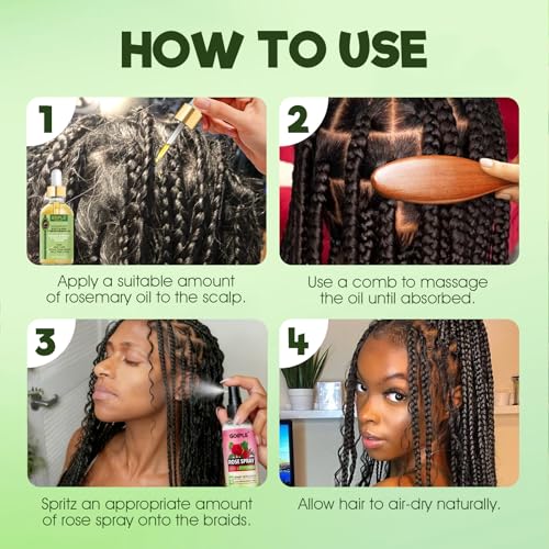 Set de agua de rosa para locs y peinado con aceite de romero miniatura 7