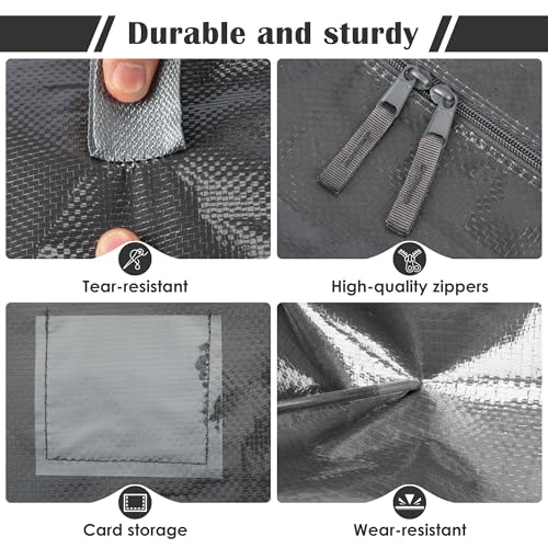 Image of 12 Pack Moving Bags with Full-Open Side Zipper, Extra Large 93L Heavy Duty Waterproof Foldable Storage Totes for College Dorm, Moving & Home Organization Gray