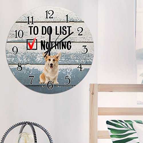 Horloge silencieuse Welsh Corgi sans tic-tac style shabby chic - 5