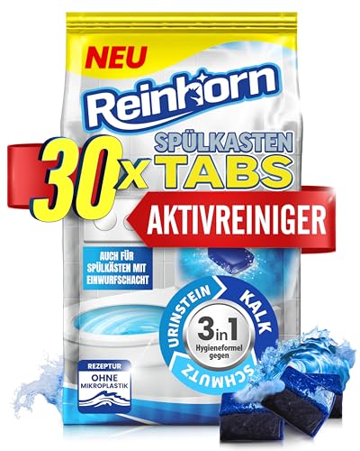 REINHORN Spülkasten Tabs 3in1 Wasserkastenwürfel mit Aktivreiniger Wasserkasten Entkalker Urinsteinentferner Biofilm Blocker und Schmutzlöser - auch für Spülkästen mit Einwurfschacht (30 Stück)