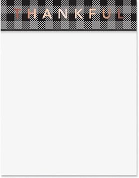 PaperDirect Black Plaid Thankful Fall Border Papers, White Background with Black Tartan Plaid and Gold Thankful Text Design, 8.5 x 11, Acid-Free, Ideal for Invitations, Letters, Cards, 25 Sheets