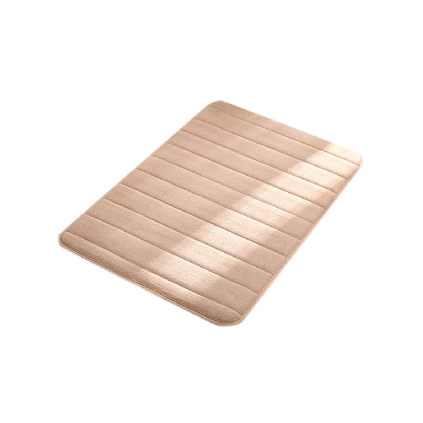 Badezimmermatte Badematte Duschmatte Memory Foam Super Absorbent Coral Fleece Badezimmerteppich Toilettenbodenmatte rutschfeste Wohnkultur,Gelb40X60Cm,Beige-40x60cm
