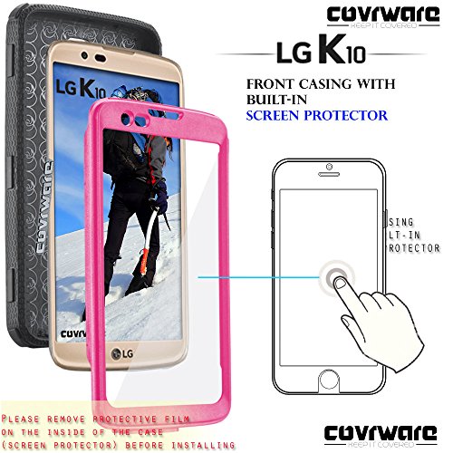 Covrware Aegis Series Case For Lg K10 / Lg Premier Lte With Built-In Screen Protector Heavy Duty Full-Body Rugged Holster Armor Case Belt Swivel Clip, Kickstand - Pink #TOP1