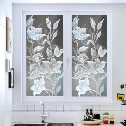 Vinilo decorativo floral para ventana HOMETITUTE 17.7x39.3 in miniatura 1