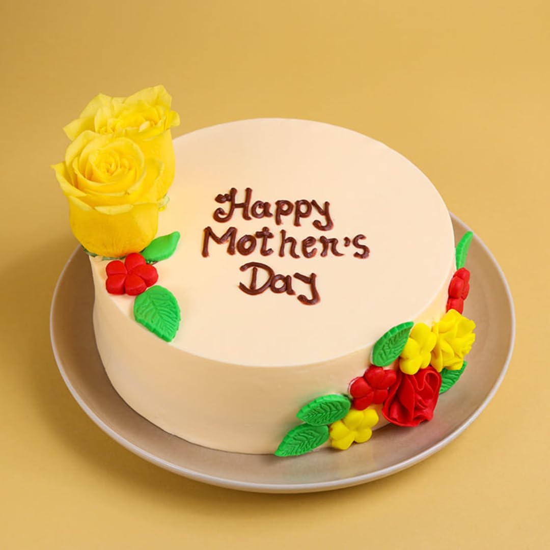 FlowerAura Delicious Fresh 2Kg Golden Grace Butterscotch Eggless Cake For Birthday Gift & Mothers Day Cake For Mom | Mother | Maa | Mother-In-Law | Amma (Same Day Delivery)-picture-10