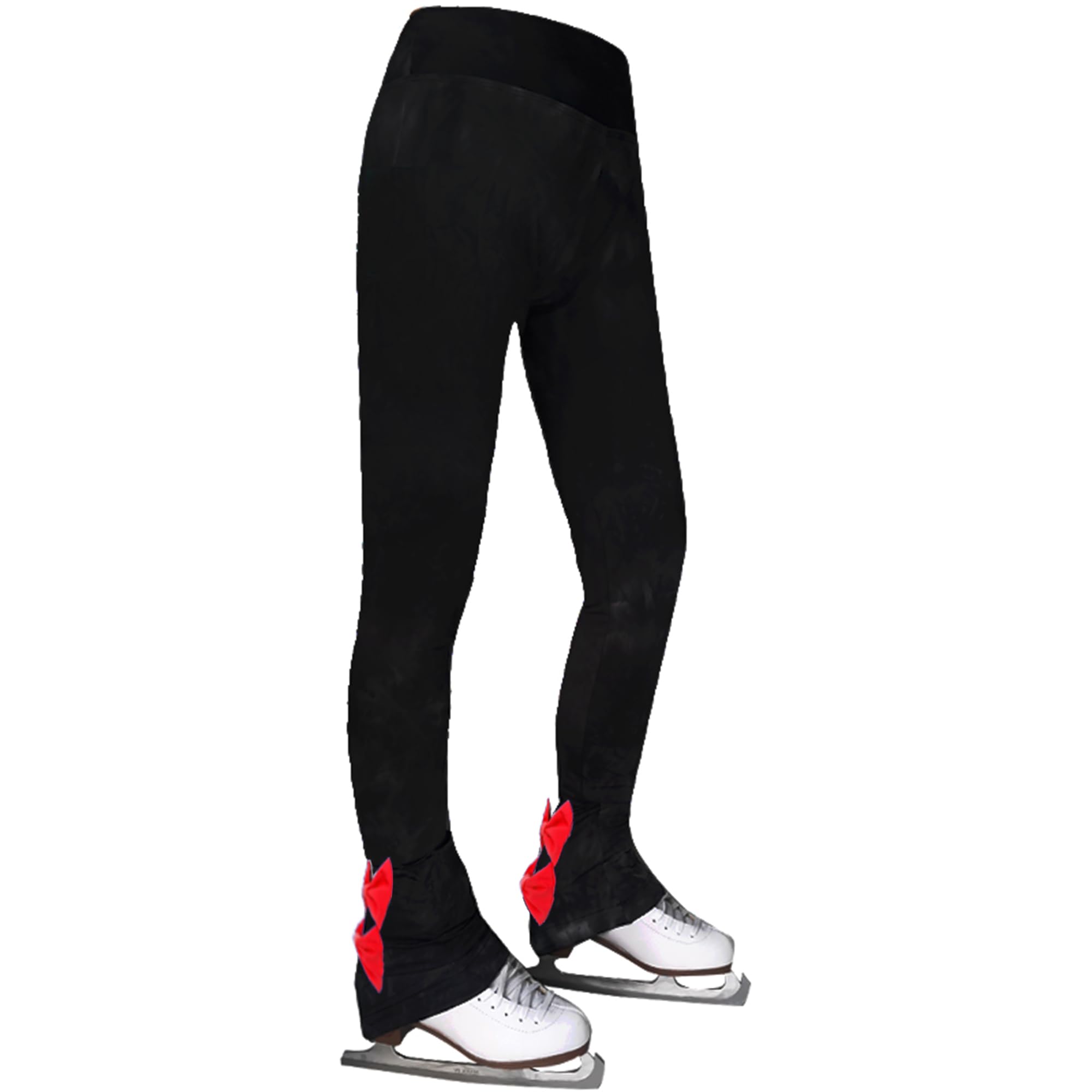 LIUHUO Pantalon de Patinage sur Glace en Polaire pour Femme - Pantalon de Patinage Artistique avec nœuds - Leggings Respirants pour Patineurs