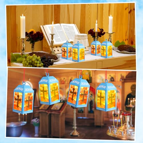 Lanternes chrétiennes en papier Simgoing avec bougies LED pour VBS et école du dimanche Lot de 12 - 6