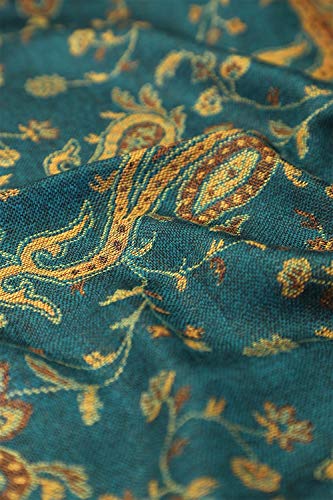 Achillea Soft Silky Reversible Paisley Pashmina Shawl Wrap Scarf W/ Fringes (Dark Seagreen) #TOP2