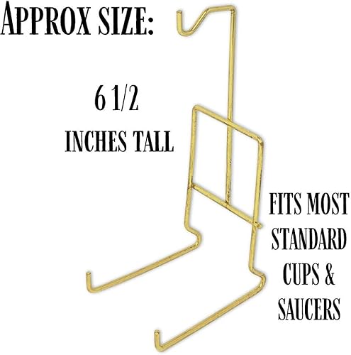 Miniatura 9 de BANBERRY DESIGNS Soportes dorados para tazas de té y platillos  Juego de 4 soportes para tazas de té de latón liso  Juego de tazas decorativas de