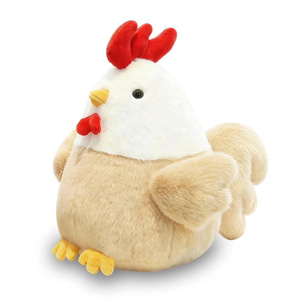 HAUZMLL Light Color Hen Plush Toy, Animal Plush Doll, Cuddly Hen Toy, Realistic Plush Ornament, Poultry Plush Toy, Cute Stuffed Animal