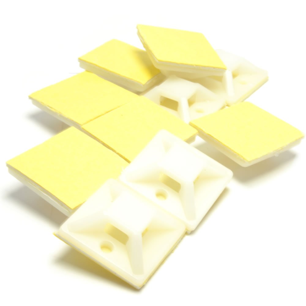 Entie Natural Cable Tie Base 19Mm X 19Mm Self Adhesive White [10 Pack] [10 Pack : 19Mm] Small