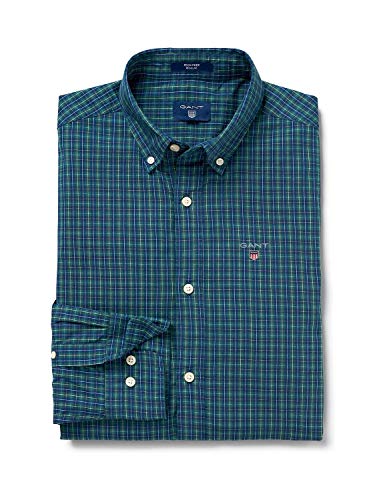 Chemise Gant Indigo Check reg BD en coton pour homme