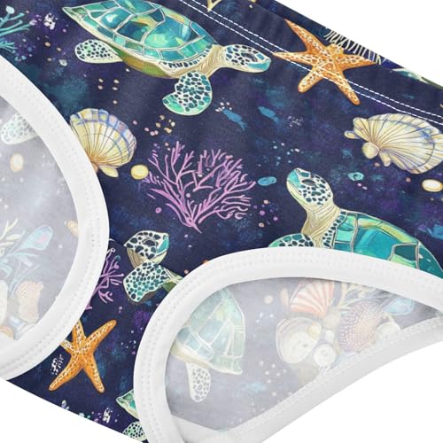 Wusikd Turtle Girls' Underwear Cotton Starfish Girls Briefs Soft Toddler Underwear 2T4