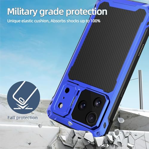 Coque iPhone 16 Pro Max silicone rigide bleu avec béquille de visionnage mains libres