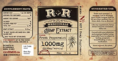 R+R Medicinals - Hemp Oil 1000mg Made with Organic Extract - 1000mg (33mg per Serving, 30 Servings, 1oz Bottle) - Image 3