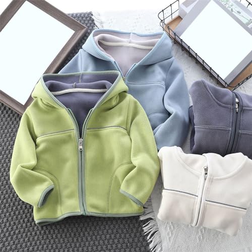 Hooded Zip 𝗣olar Fleece Jacket Lightweight Solid Windproof Long Sleeve Outerwear Thick Casual Coat with Pocket4