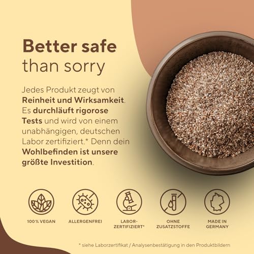 Foto von Bio Flohsamenschalen Kapseln - 360 Kapseln (je 750mg) - 4500mg hochdosierte Tagesdosis - Ballaststoffe Psyllium Husk - Herkunft: Indien - Vegan - Deutsche Produktion - TRUE NATURE