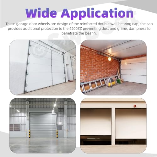 Sweet 12Pcs 1.8\ Schwarz leise Garagentor Rollen Nylon Tür Räder Ersatzverstärkter Doppelkäfig, Versiegeltes 6200ZZ Kugellager 4\ Stiel, Hochleistungslager für Garagentor Track