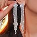 Silver Rhinestone Drop Earrings for Women Prom Earrings Sparkly Crystal Long Tassel Earring Dangling Wedding Prom Dress New Years Eve Party Outfits