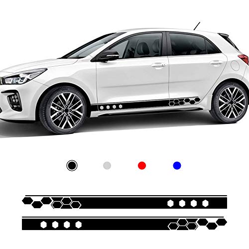 Jiahe Auto Decals for K IA Rio Personalizzate Tunning Stickers Striscia Semplice Doppia Adesivi Laterali @ 185 * 12CM Nero Set di 2 Pezzi