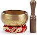 Premium Tibetan Singing Bowl Set - Authentic Handcrafted Mindfulness Meditation Holistic Sound 7 Chakra Healing Gift by Himalayan Bazaar (3 Inch, Gold)