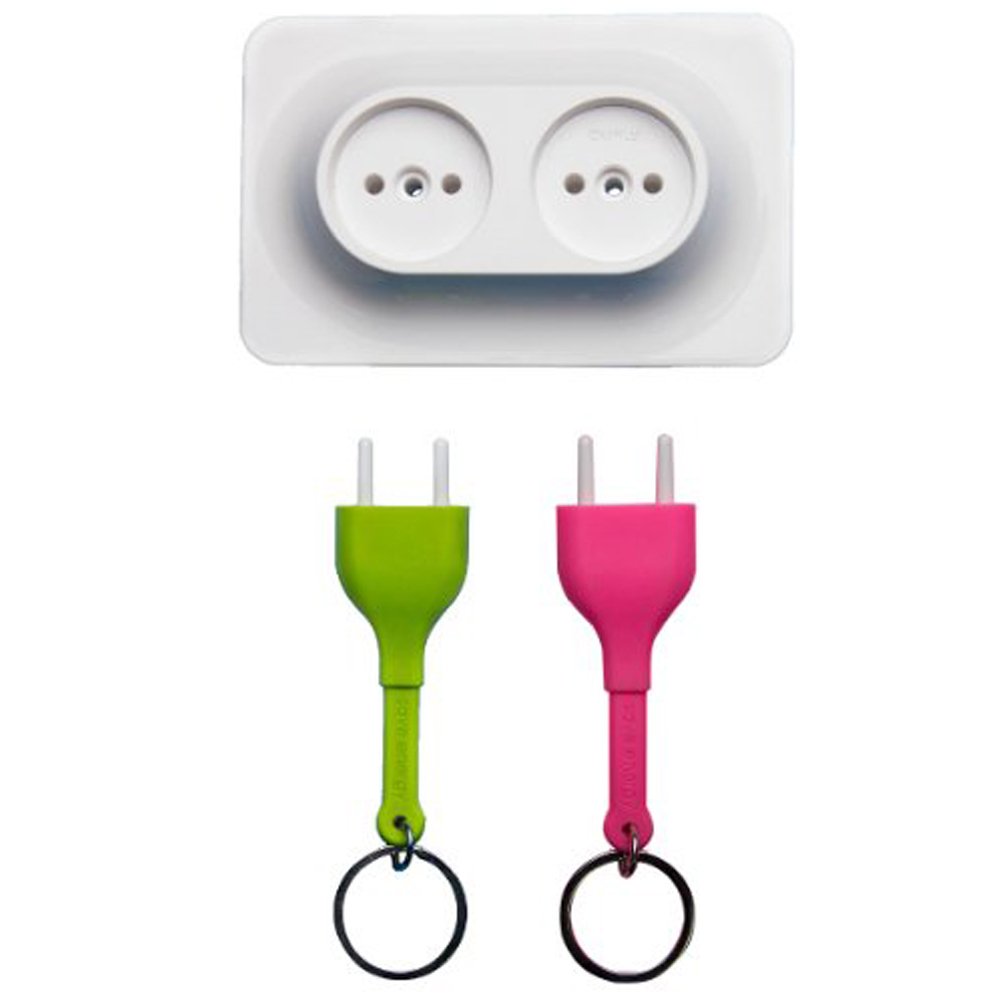 Creative Electric Socket Plug Unplug Anti Lost Key Ring Key Chain Key Holder Set of 2 Random Color Keychain by Spiderjuice-image-23