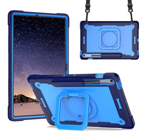 Image of elitegadget Case for Samsung Galaxy Tab S10 FE+ /S10 FE Plus 13.1 Inch 2025 Released - Heavy Duty Impact Resistant Case Cover with Rotating Ring Stand (Navy Blue /Light Blue)