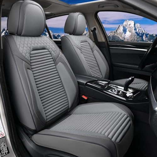 Image of Coverado Car Seat Covers Full Set, Leather Seat Covers for Cars, Automotive Seat Cover Car Accessories Universal Fit for Most Cars SUV Trucks(Gray)