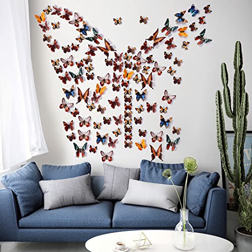 Livegallery 72 Pcs Brown Removable 3D Diy Beautiful Butterfly Wall Decals Colorful Butterflies Art Decor Wall Stickers Murals For Kids Baby Boy Girls Bedroom Classroom Offices (Brown) #TOP4