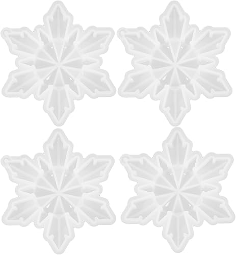 EXCEART 4 moldes para manualidades navideñas, moldes para colgantes con temática navideña, moldes de copos de nieve, moldes para posavasos de copos